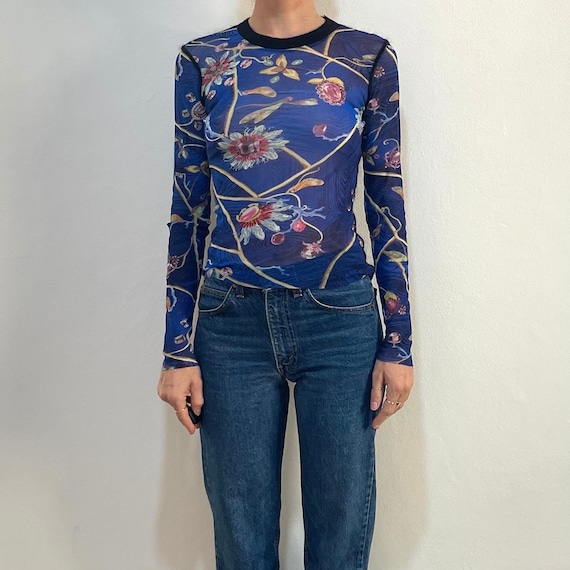 90s Kenzo Jeans Dragonfly and Jewels Sheer Stretch Mesh Club Kid T Shirt Etsy Finland