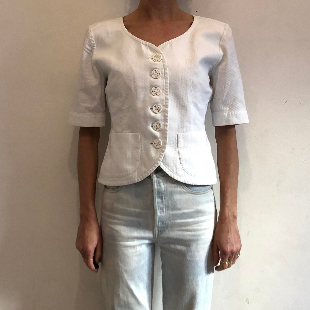 80s Yves Saint Laurent Variation Cotton Jacquard Short Sleeve - Etsy