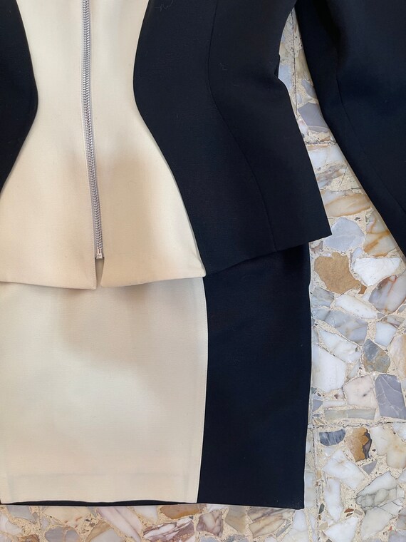 80s Thierry Mugler Wool Suit Set Avant Garde Wasp Waist Jacket
