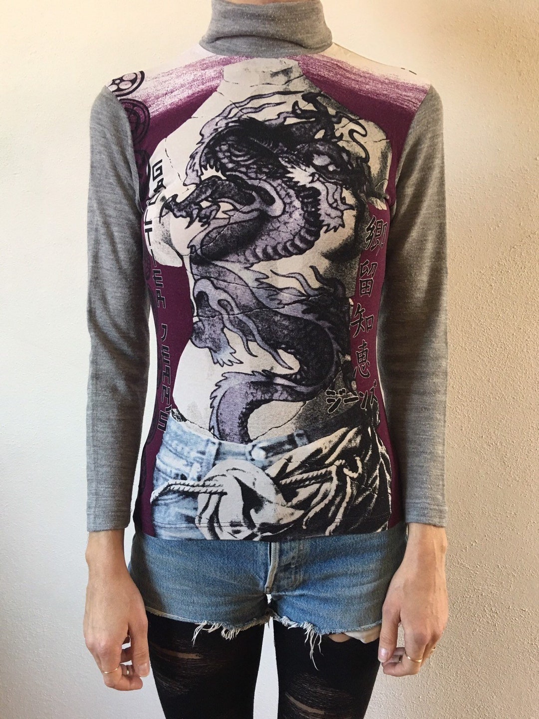 90s Jean Paul Gaultier Jeans Nude Torso Dragon Tattoo Club 90s Jean Paul Gaultier Jeans Nude Torso Dragon Tattoo Club