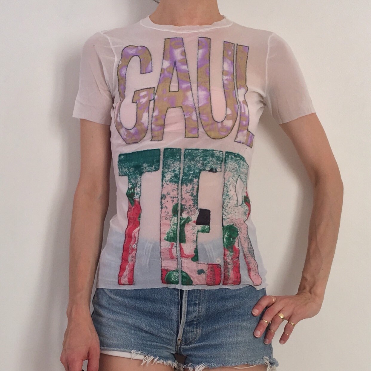 Vintage 90s Jean Paul Gaultier Decomposition Mesh Top Size L