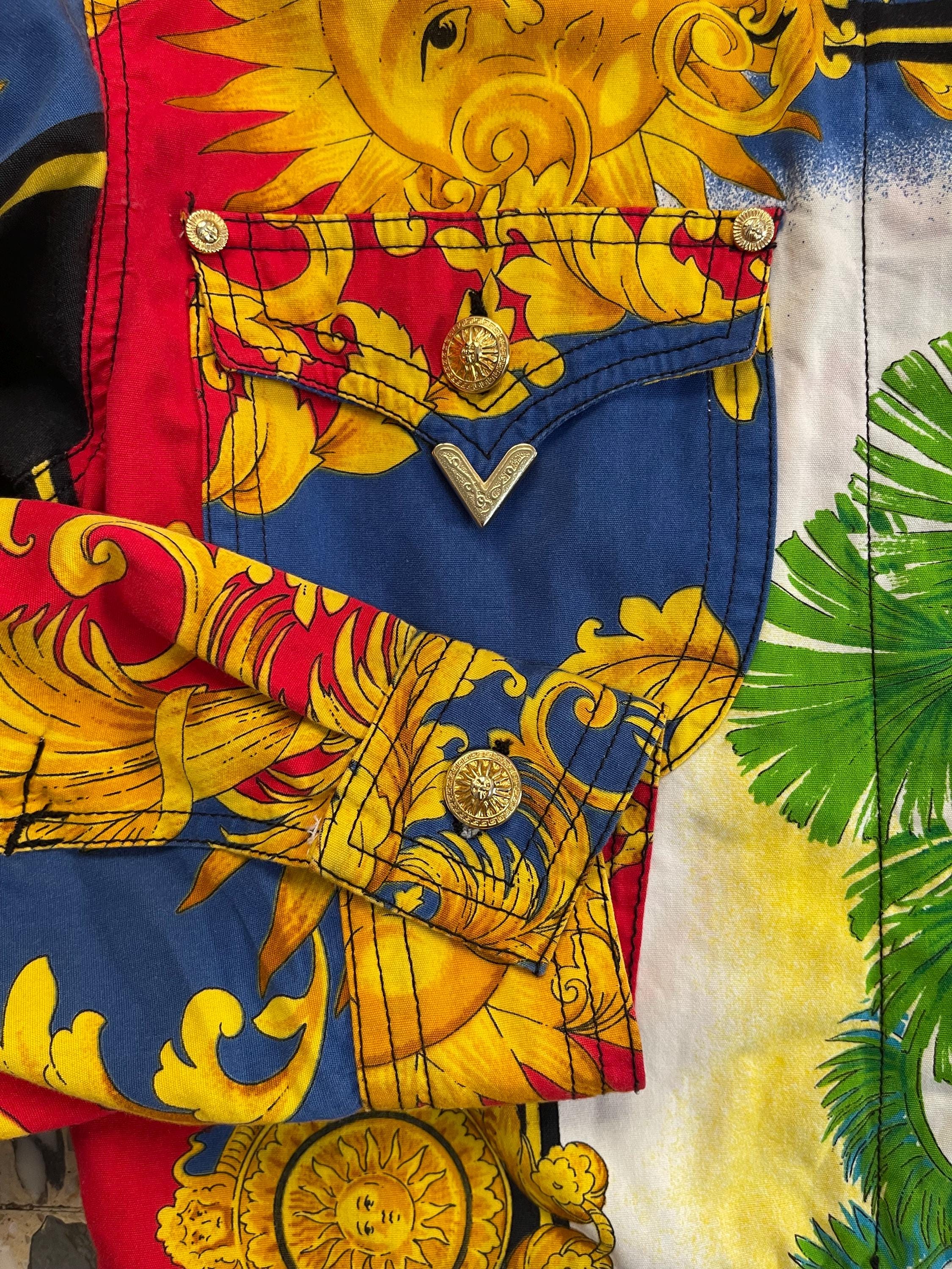 90s Gianni Versace Sun King Baroque Cropped Super Model Jeans