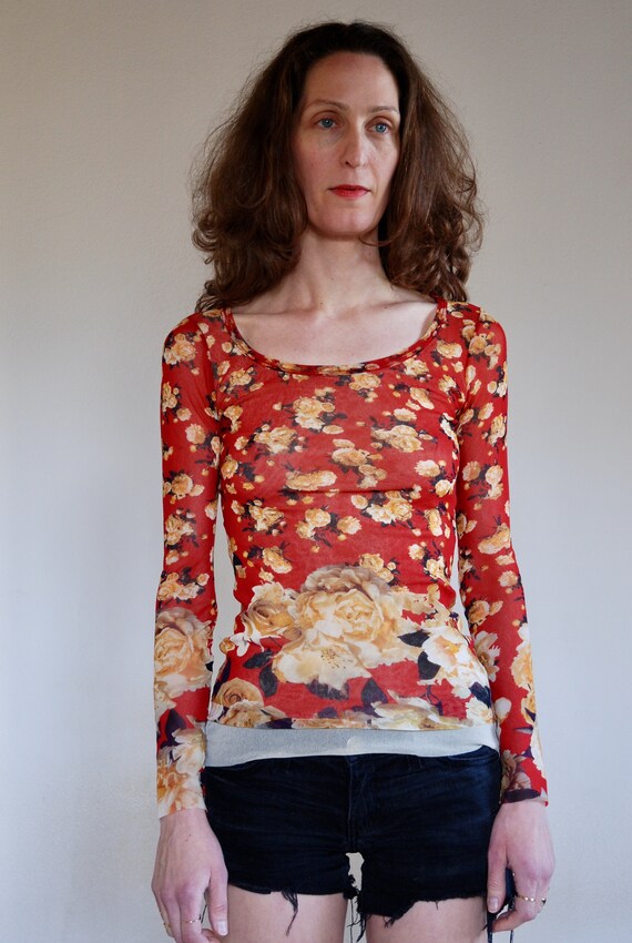 90's Jean Paul Gaultier stretch mesh floral Club K