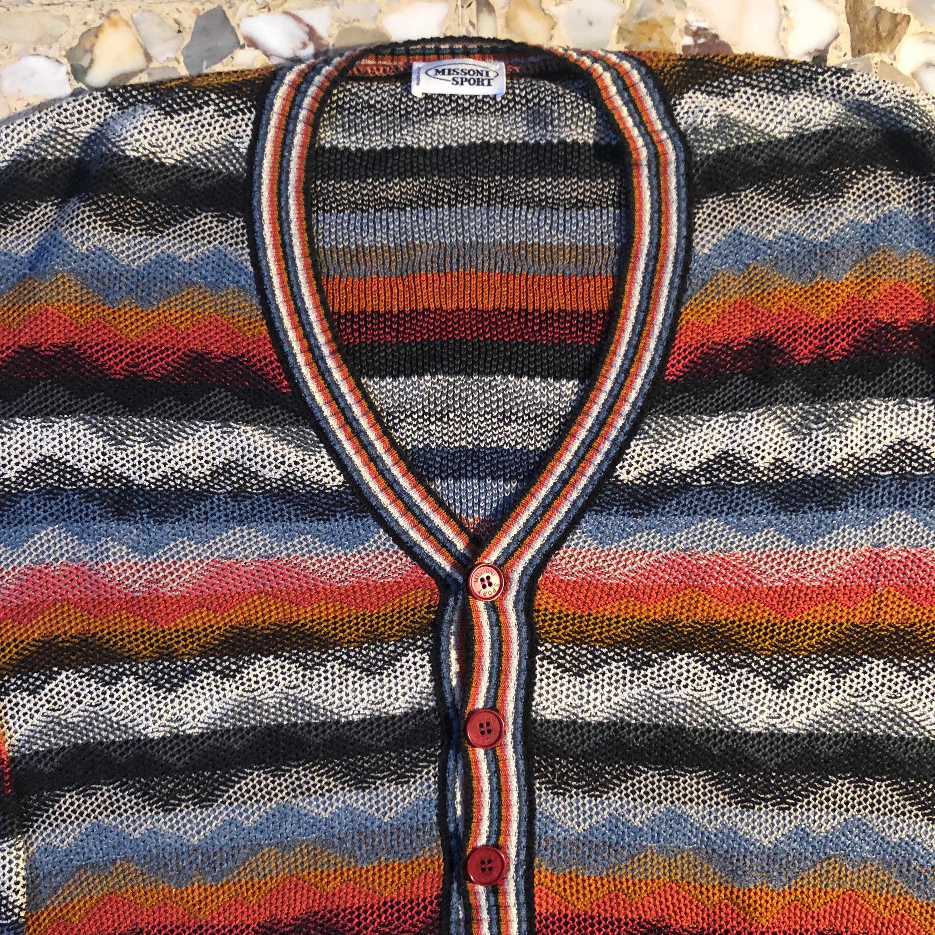 Vintage 80s Missoni Sport Cardigan: Rainbow Zig Zag Cotton Knit - Etsy