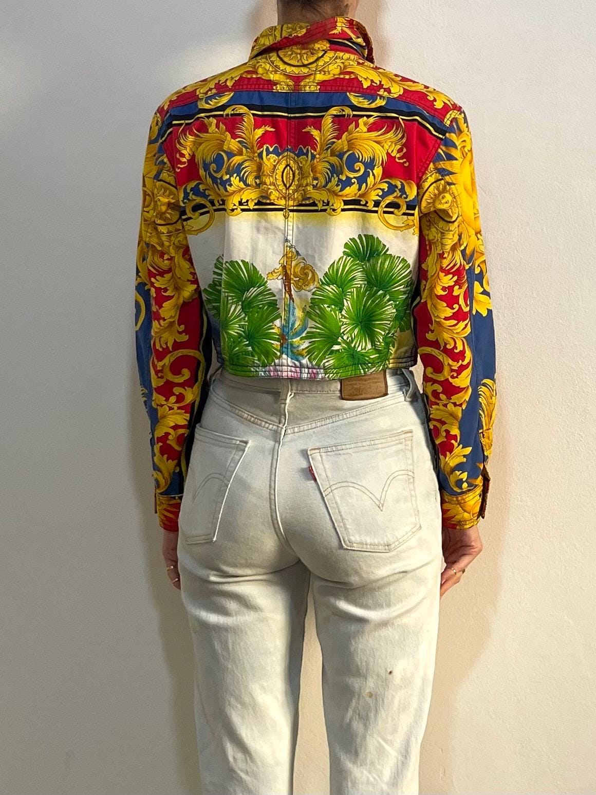 90s Gianni Versace Sun King Baroque Cropped Super Model Jeans