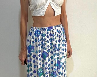 60s Emilio Pucci for Form Fit Rogers Nylon Mini Skirt Blue Floral