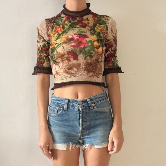 90s Jean Paul Gaultier Floral Fruit Sheer Stretch