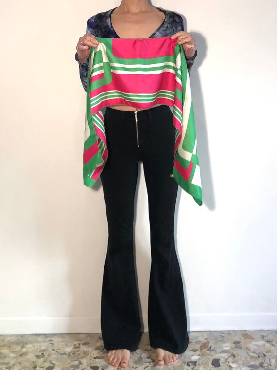 60s Silk Mod Color Block Avant Garde Long Silk Sc… - image 3