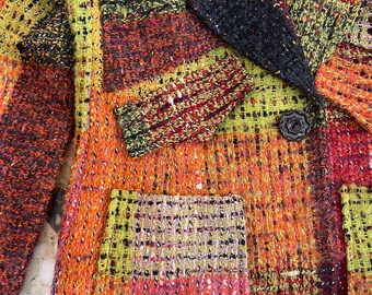 80s Christian Lacroix Tweed Twill Patchwork Jacket With Fringe