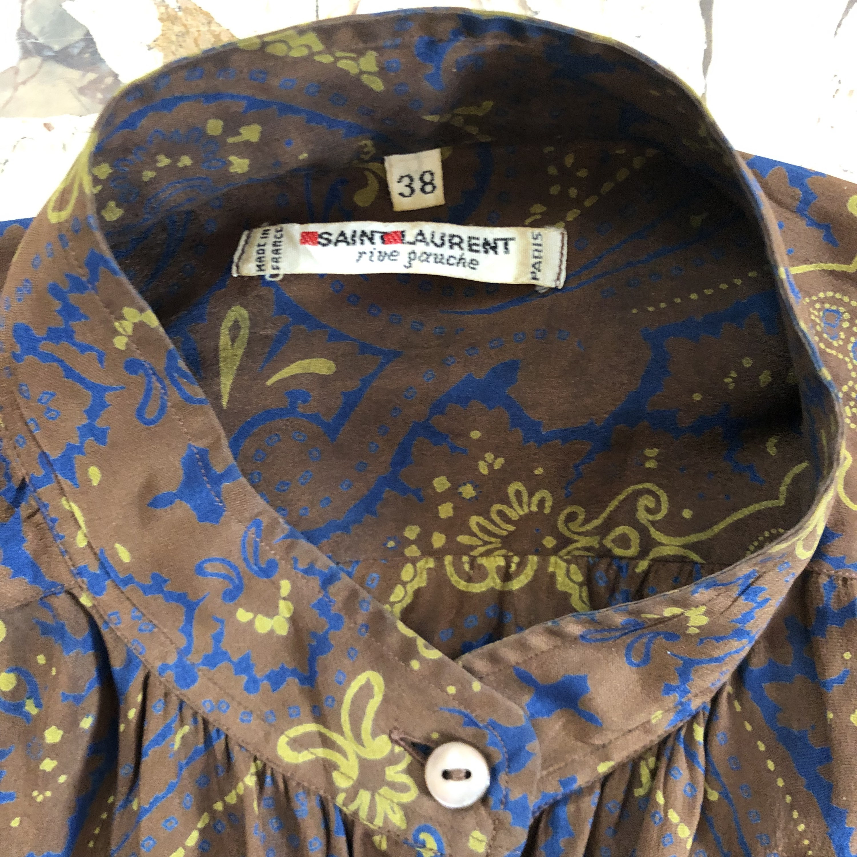 70s Saint Laurent Rive Gauche Silk Button up Paisley 70s Saint Laurent Rive Gauche Silk Button up Paisley
