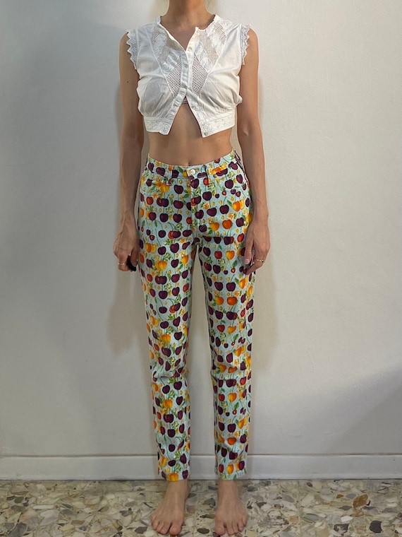 90s Versace Jeans Couture Tutti Frutti Cherry Print Super Model