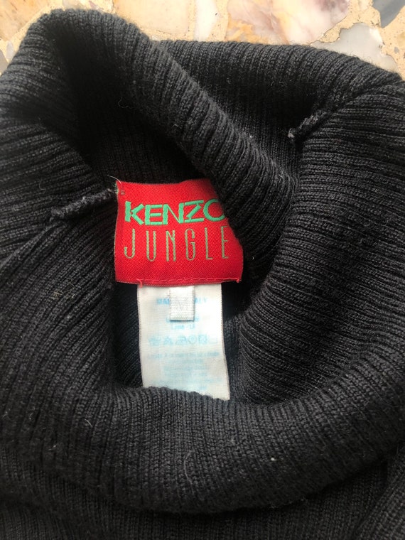 90s Kenzo Jungle Wool Ribbed Knit Maxi Turtleneck… - image 6