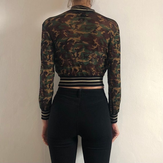 90s Jean Paul Gaultier Camo Camouflage Sheer Mesh… - image 3