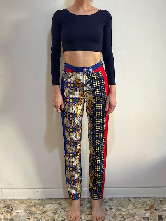 90s Versace Jeans Couture Funny Dogs and Houndstooth Super Model