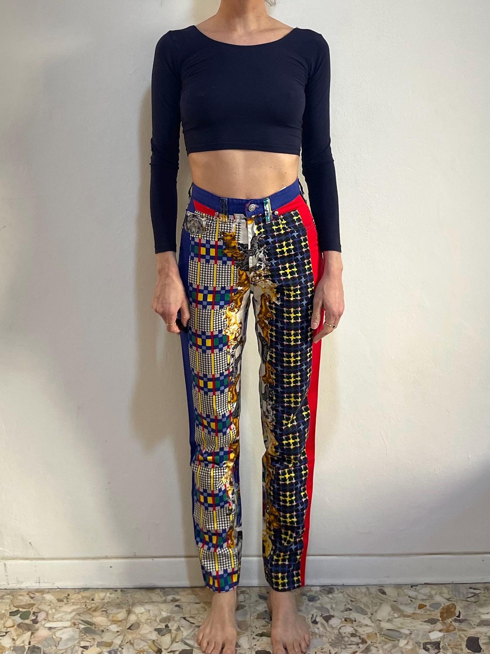 90s Versace Jeans Couture Funny Dogs and Houndstooth Super Model
