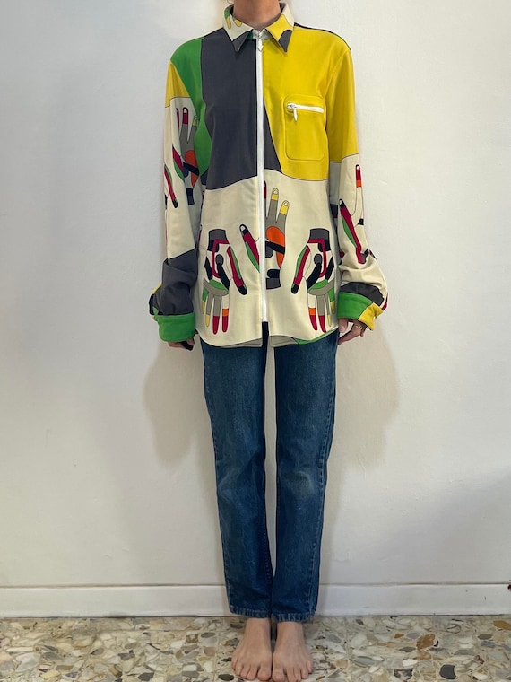 90s Jean Paul Gaultier Hands Cyberbaba Tribal Fleece Lined Zip up 