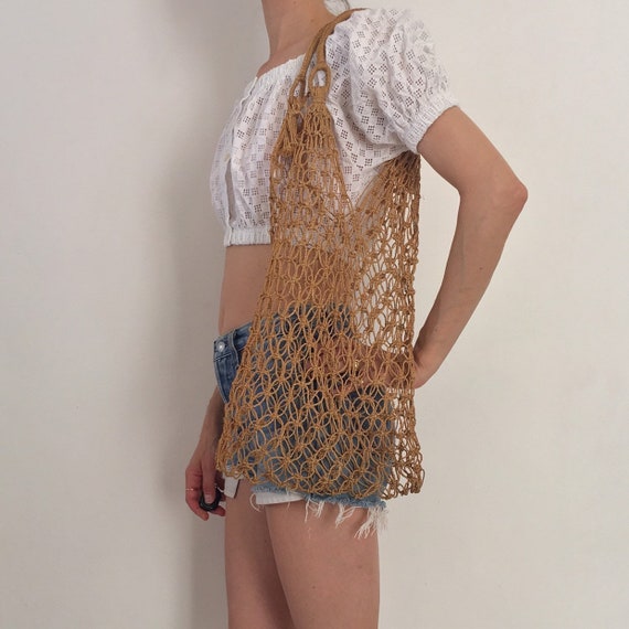 70's Macrame Hand Crochet Summer Market Beach Bag