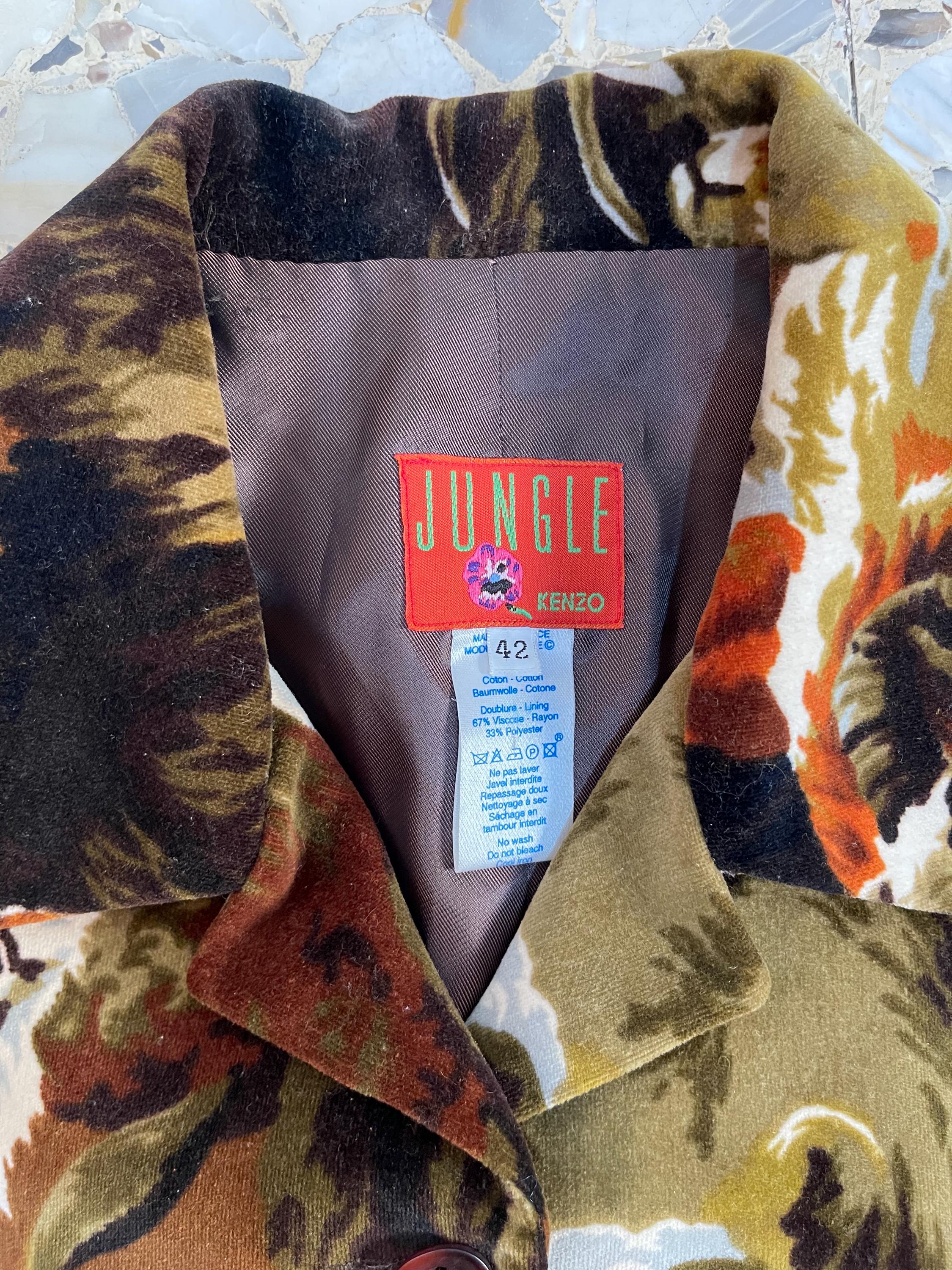 80s Kenzo Jungle Velvet Animal Print Blazer Jacket Bears Foxes