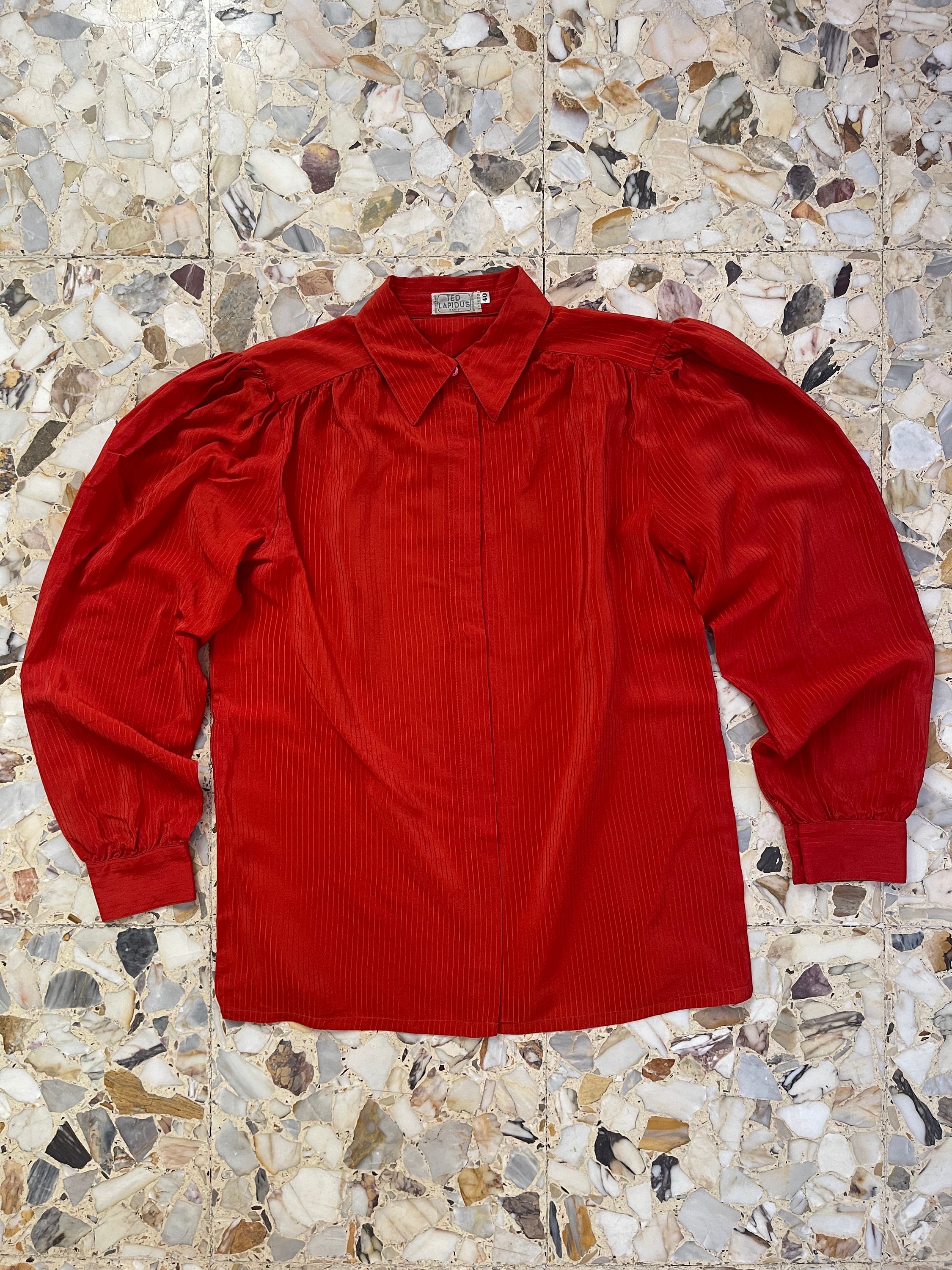 TED LAPIDUS ヴィンテージブラウス ビンテージサテンラッフルブラウス