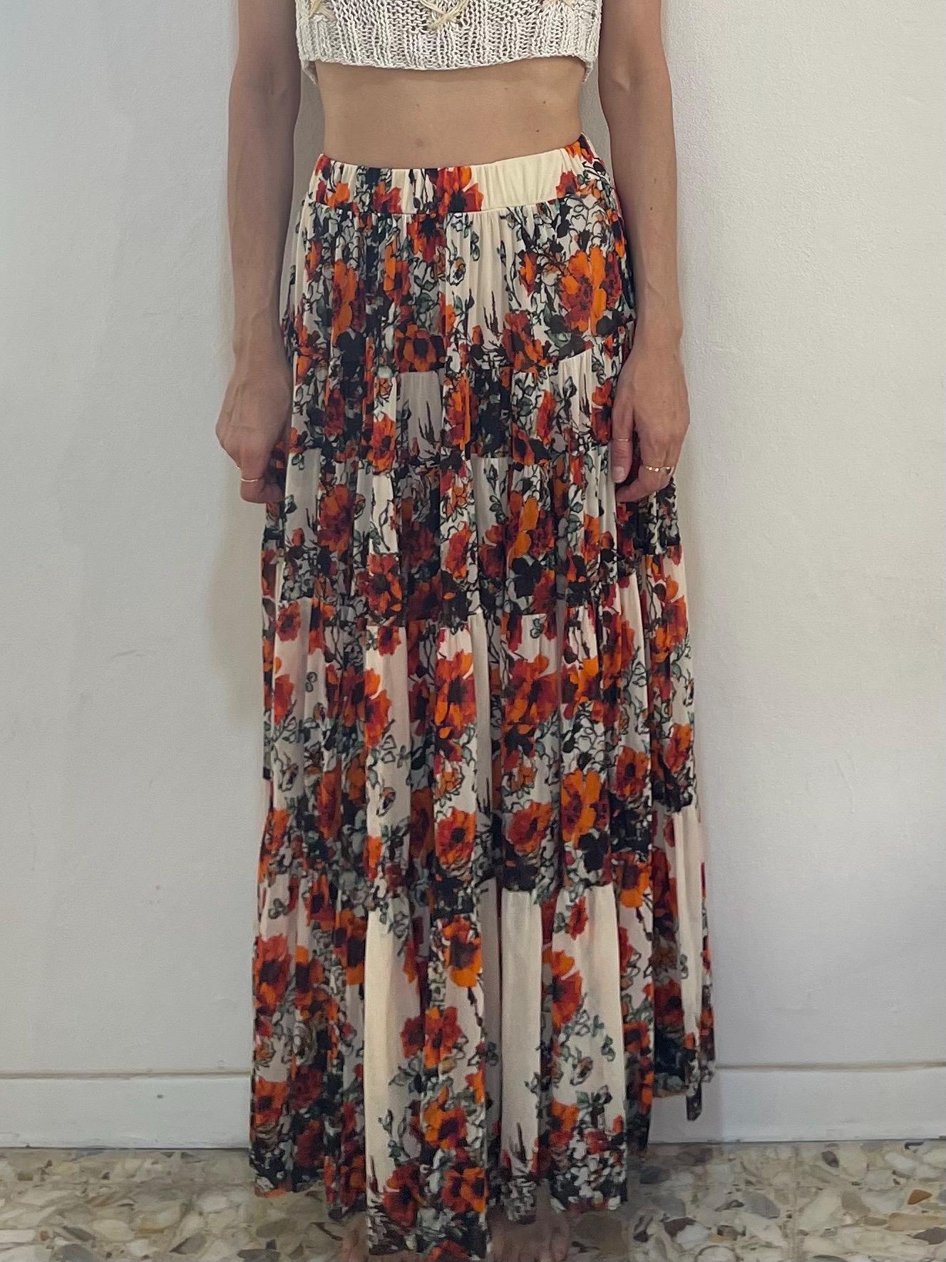 90s Jean Paul Gaultier Floral Mesh Peasant Skirt Ruffled Club Kid