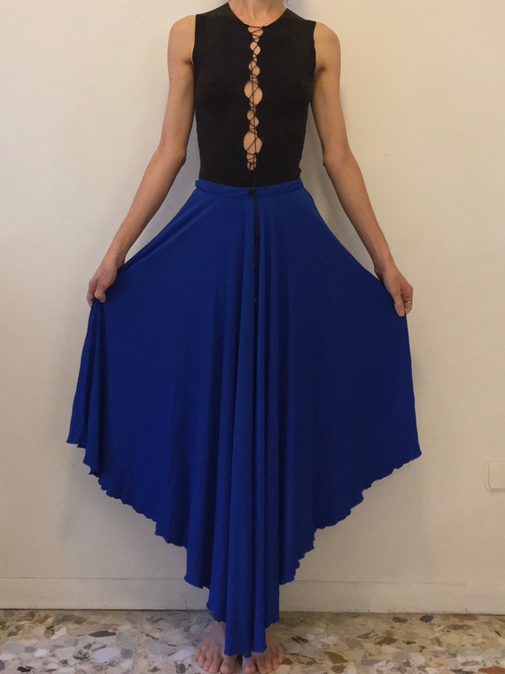 70s Asymmetrical Rayon Jersey Draped Bias Cut Maxi