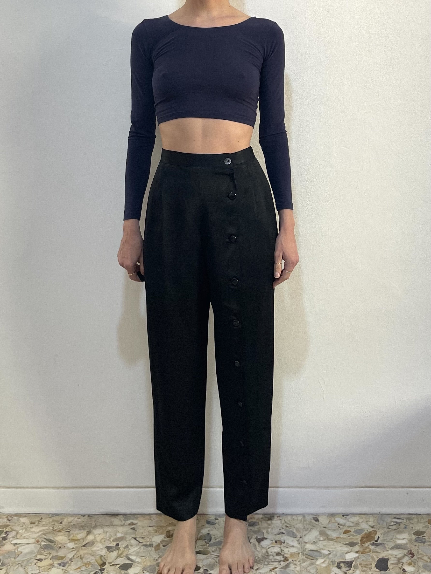 40s Rayon Cigarette Pants With Buttons up All One Leg Fully Lined