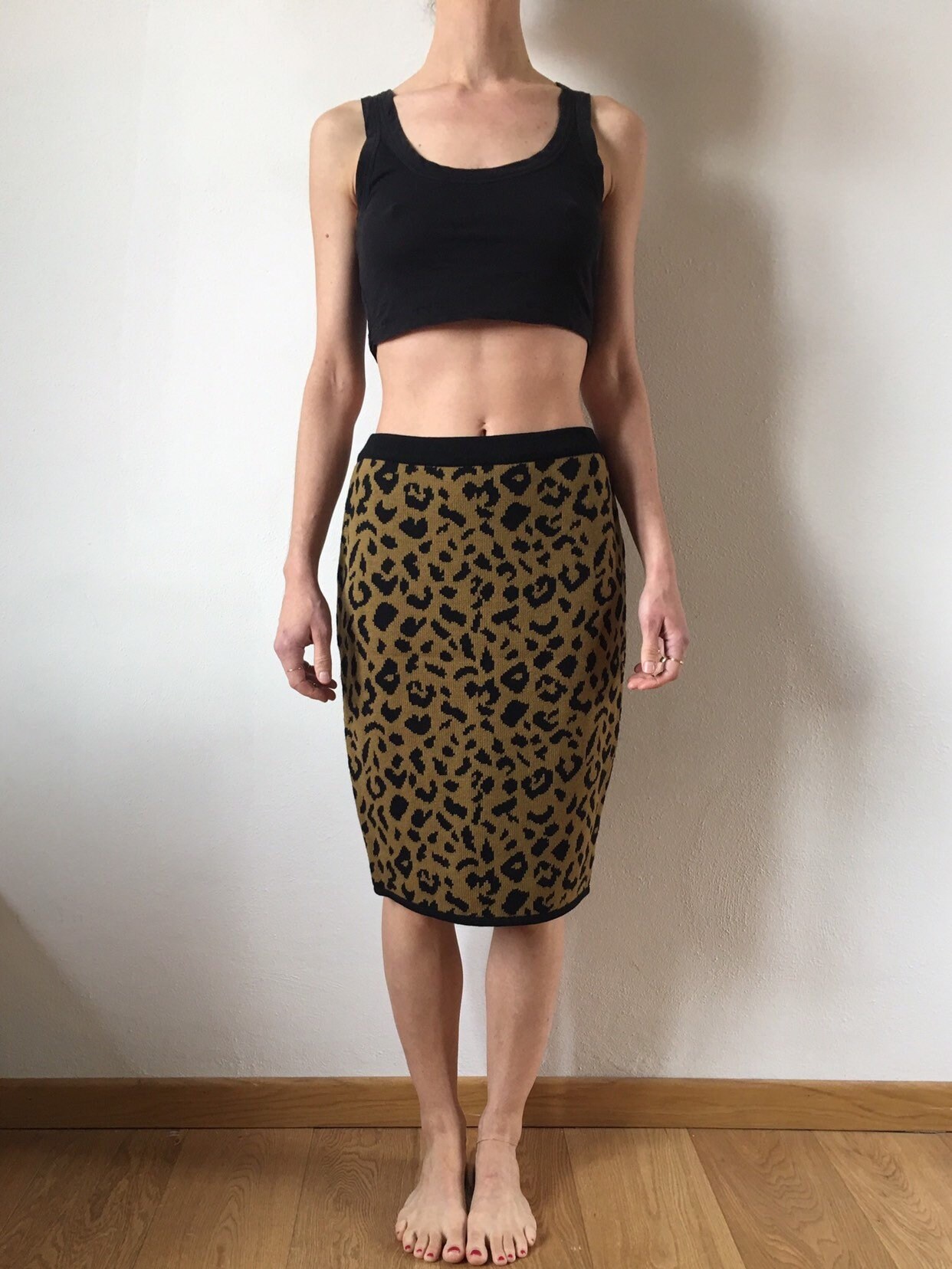 knit leopard skirt