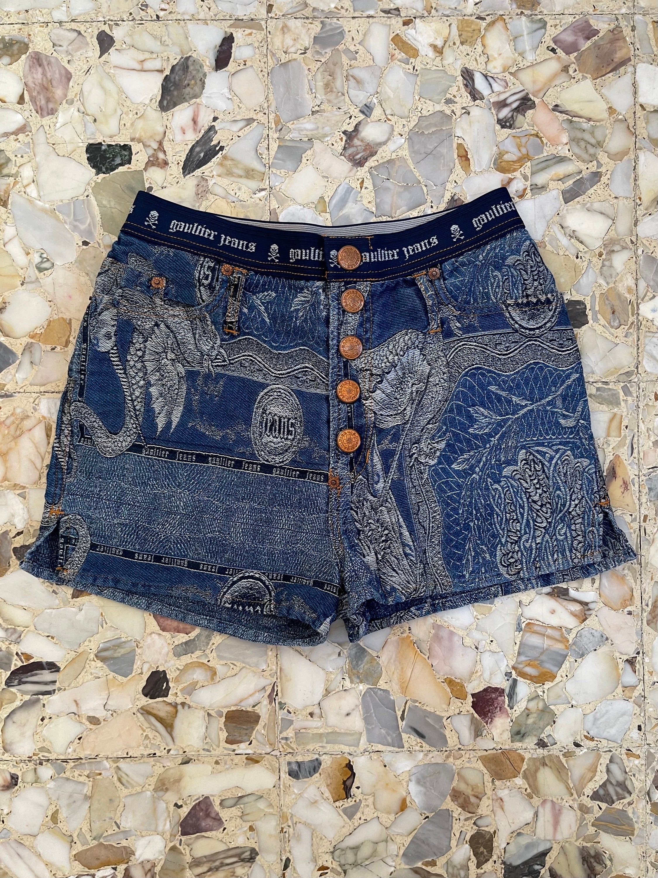 90s Jean Paul Gaultier Shorts With Mystical Dragon Jacquard Print