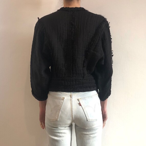 ISSEY MIYAKE wool Brush tag deformation collarless jacket Skirt setup black M