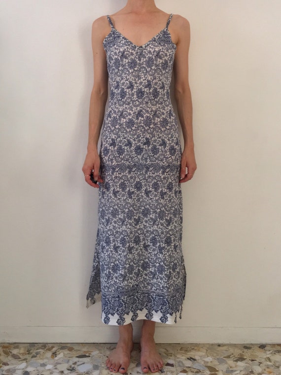 90s Jean Paul Gaultier Blue And White Lace Stretch