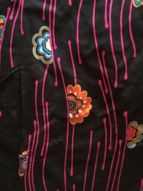 60s psychedelic flower printed cotton/silk dress … - image 5