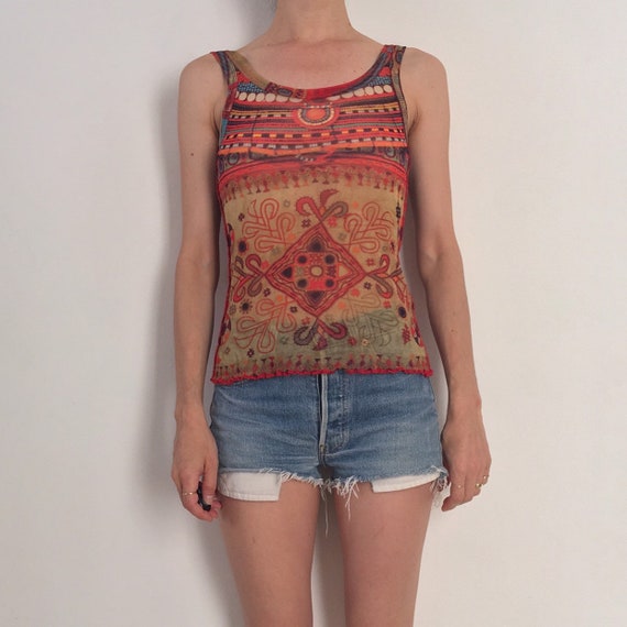 90s Jean Paul Gaultier Indian Hippy Beaded Sheer M