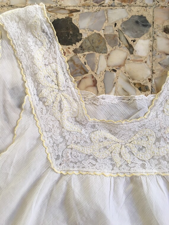 30s Bias Cut Hand Embroidered Lace Sheer Cotton S… - image 7