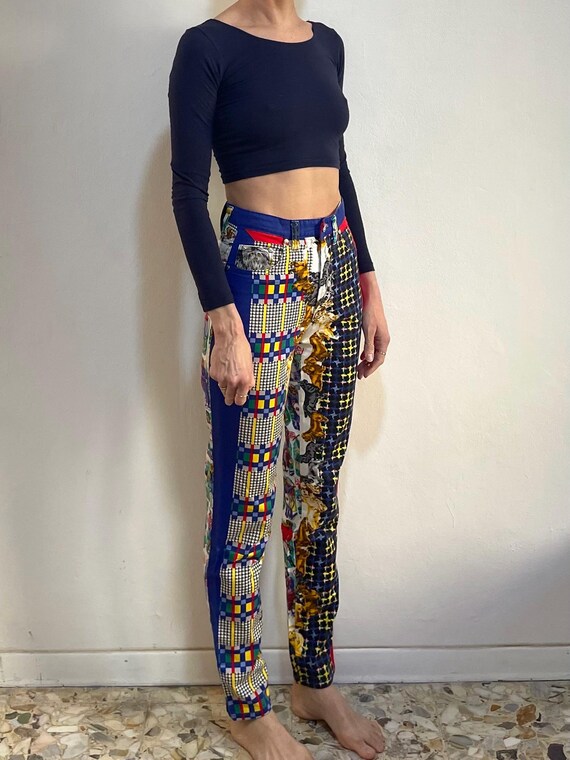 90s Versace Jeans Couture Funny Dogs And Houndstooth Super Model Jeans