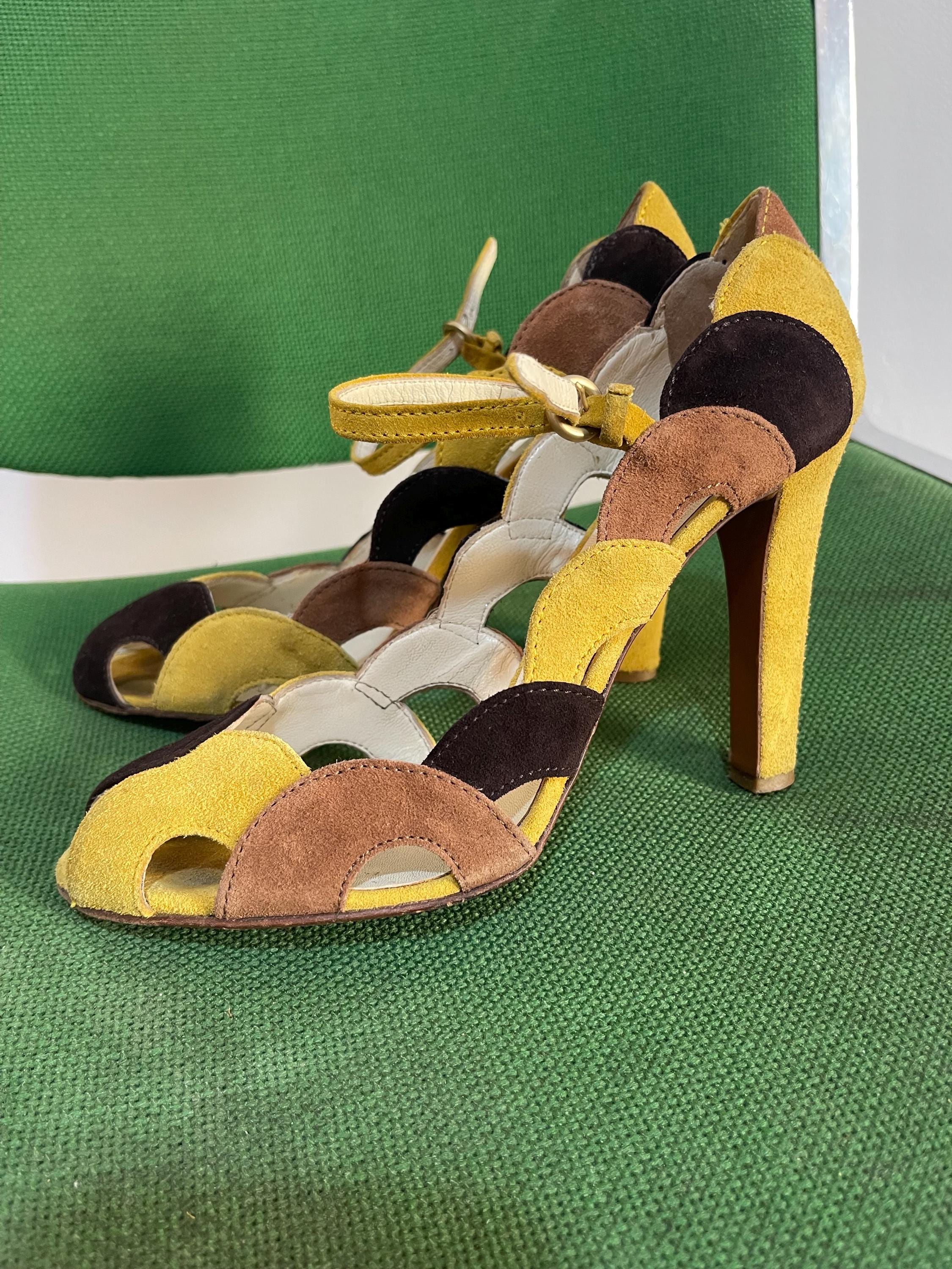 靴 archive vintage miumiu patchwork heel Miu Miu vintage patchwork heels | eBay