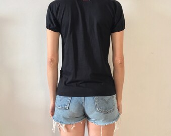 T-shirt Jean Paul Gaultier Noir Avec Strass - Taille L, Vintage Années 90, Très Bon état