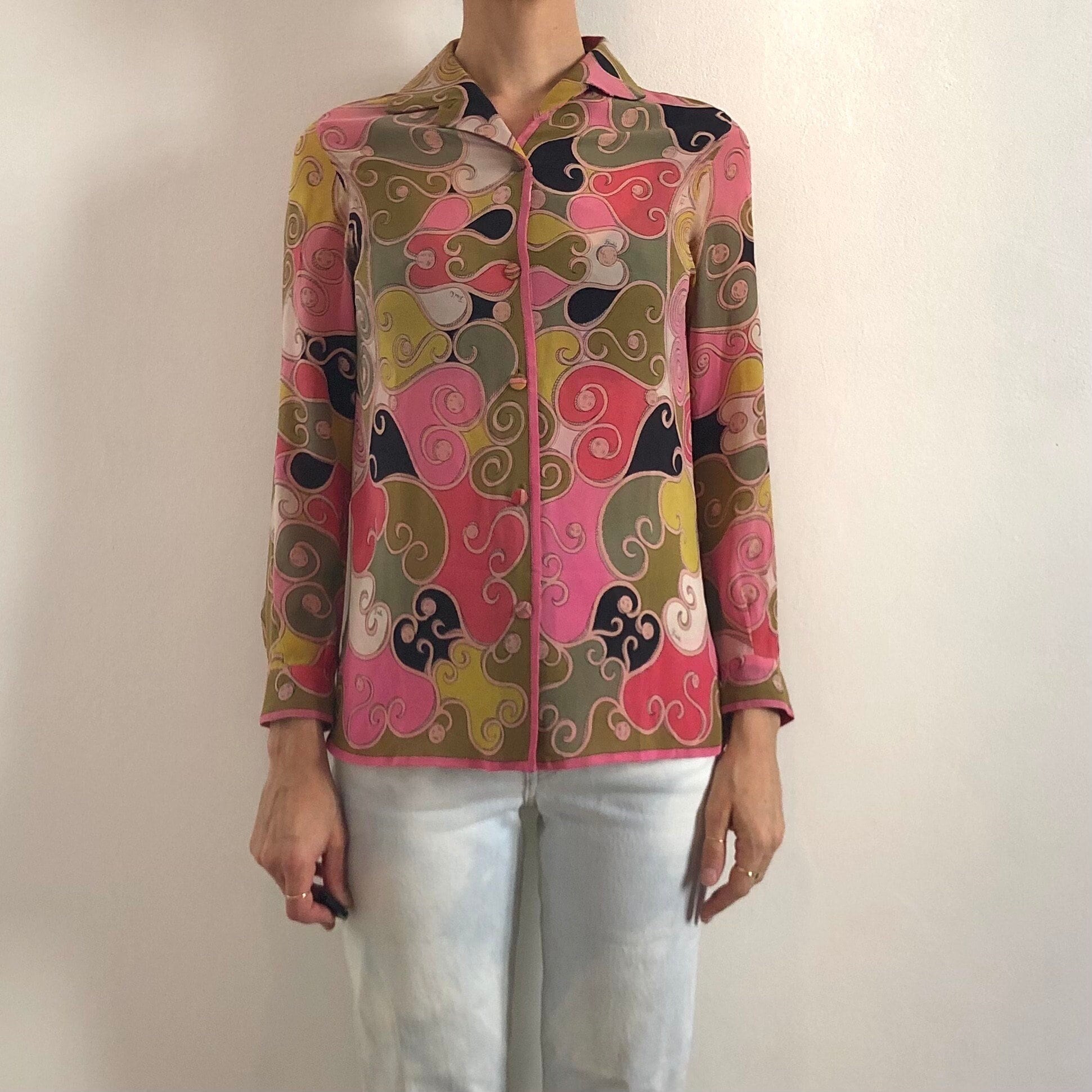 60s Emilio Pucci Silk Blouse Sheer Psychedelic Filagree Top - Etsy