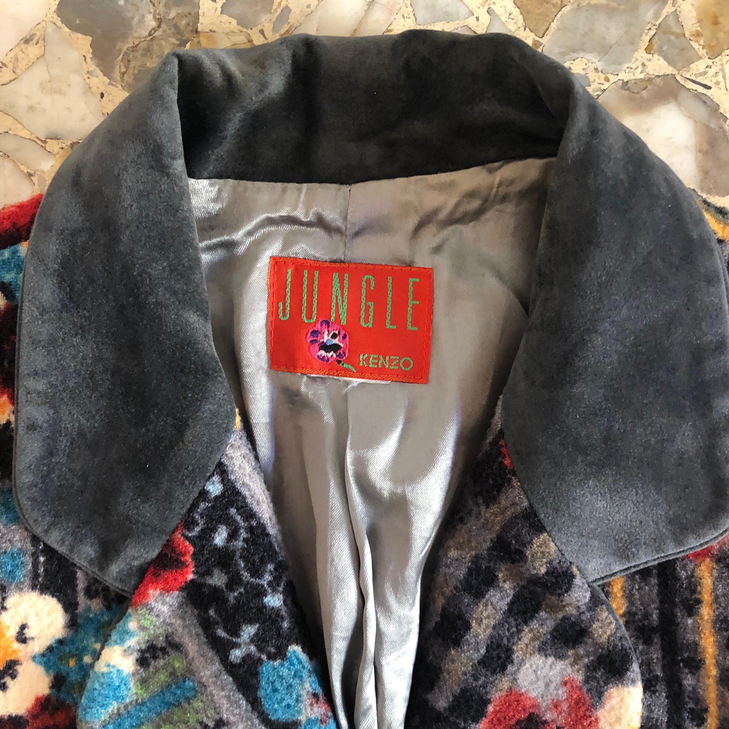 80s Kenzo Jeans Wool Floral Patchwork Boucle Velvet Blazer - Etsy