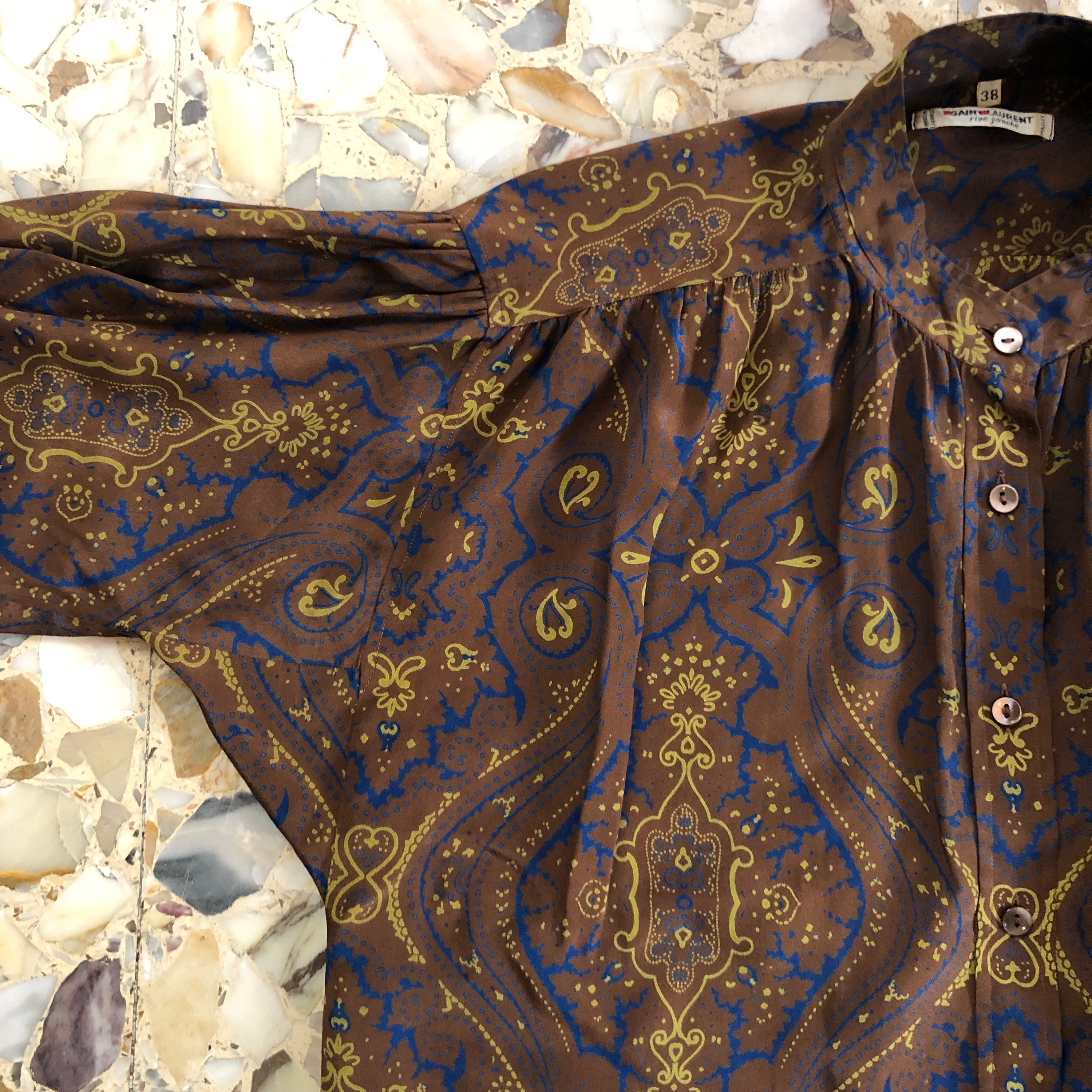 70s Saint Laurent Rive Gauche Silk Button up Paisley 70s Saint Laurent Rive Gauche Silk Button up Paisley