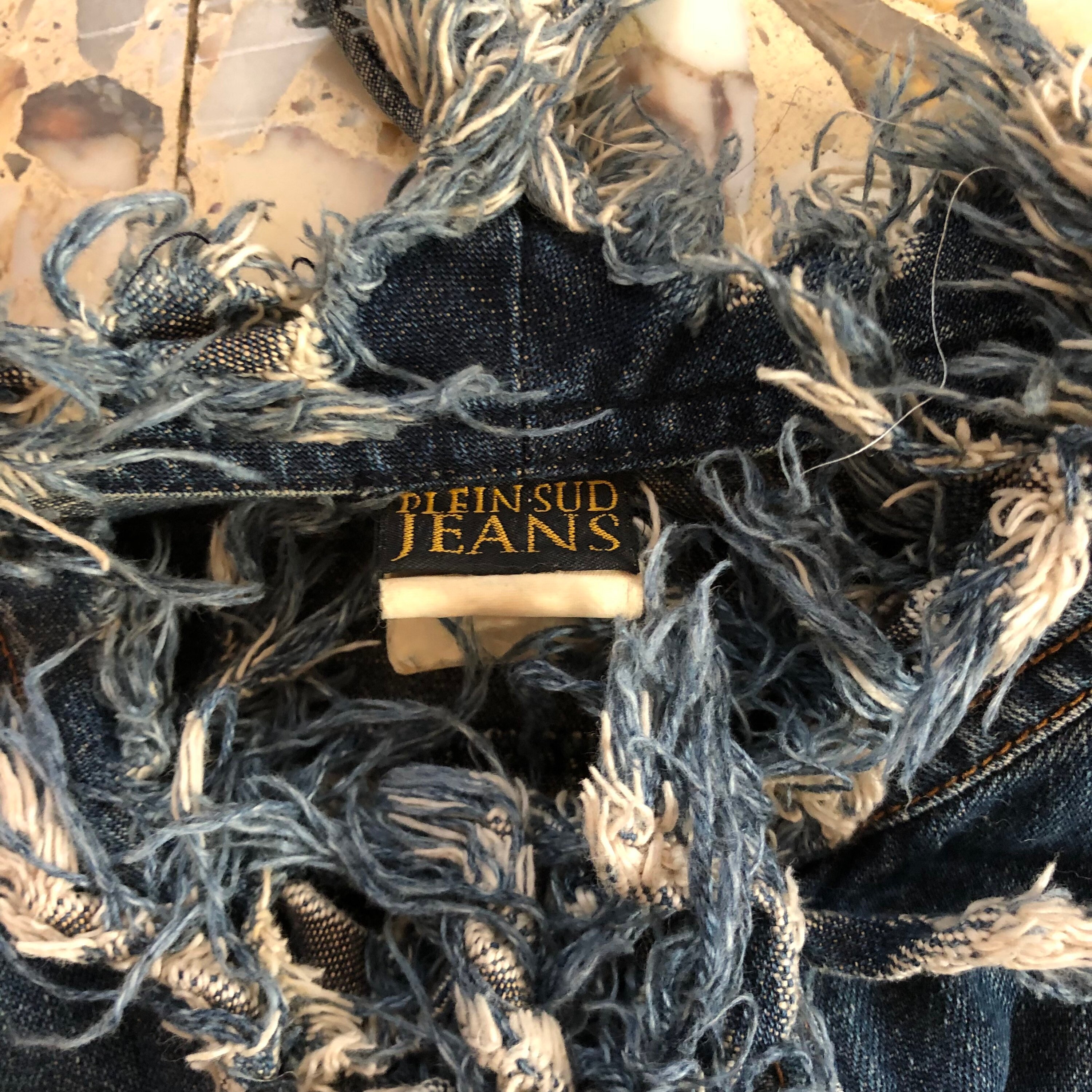 PLEIN SUD JEANS デニムフリンジ ジャケット Y2K ヴィンテージ Y2K プレインスッド ローフリンジ ヴィンテージデニム