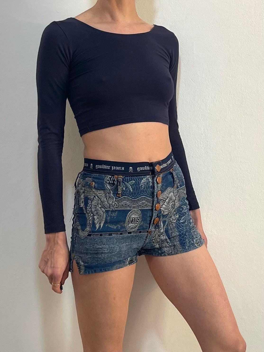 90s Jean Paul Gaultier Shorts With Mystical Dragon Jacquard