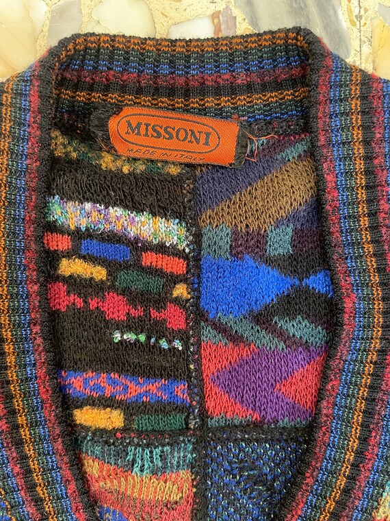 90s Missoni Patchwork Deep Blue And Green Fall Co… - image 7
