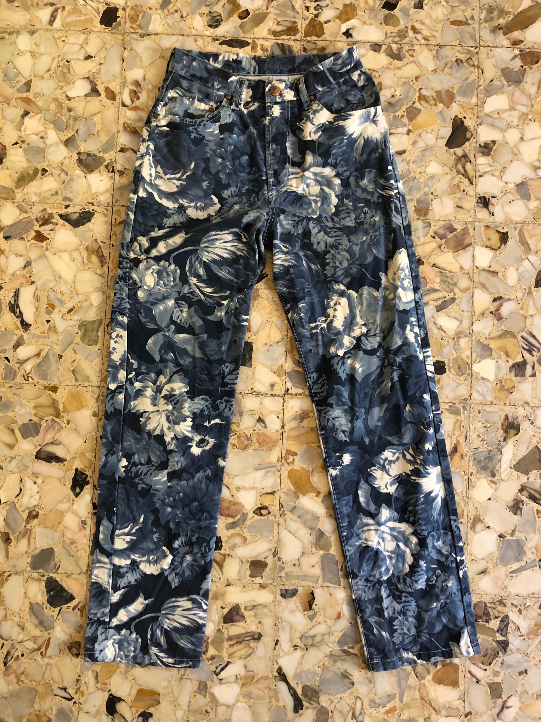 80s Kenzo Jeans Blue Flowers Boho Hippy Festival Denim Jeans - Etsy