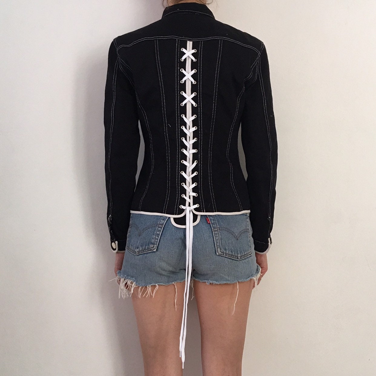 80s Gaultier Junior Lace-up Back Black 