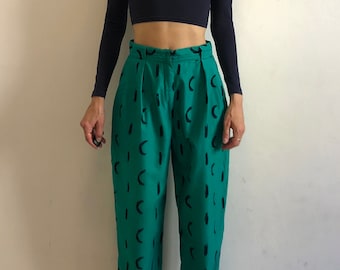 90s Gianni Versace Avant Garde Pleated High Waisted Supermodel Trousers Pants