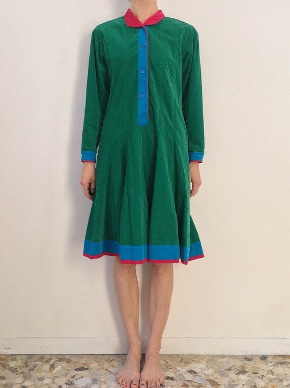 70's Kenzo Paris Velvet Corduroy Green Blue Pink C