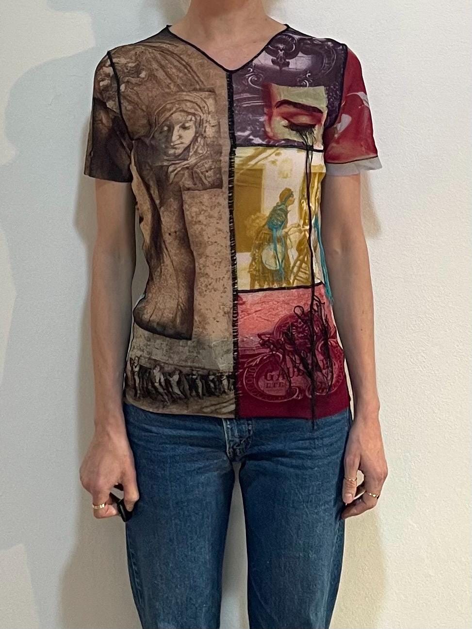 90s Jean Paul Gaultier Embroidered Eye Applique Club Kid Sheer