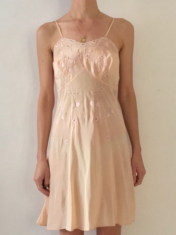 30s Bias Cut Pale Pink Silk Gorgeous Entirely Han… - image 5