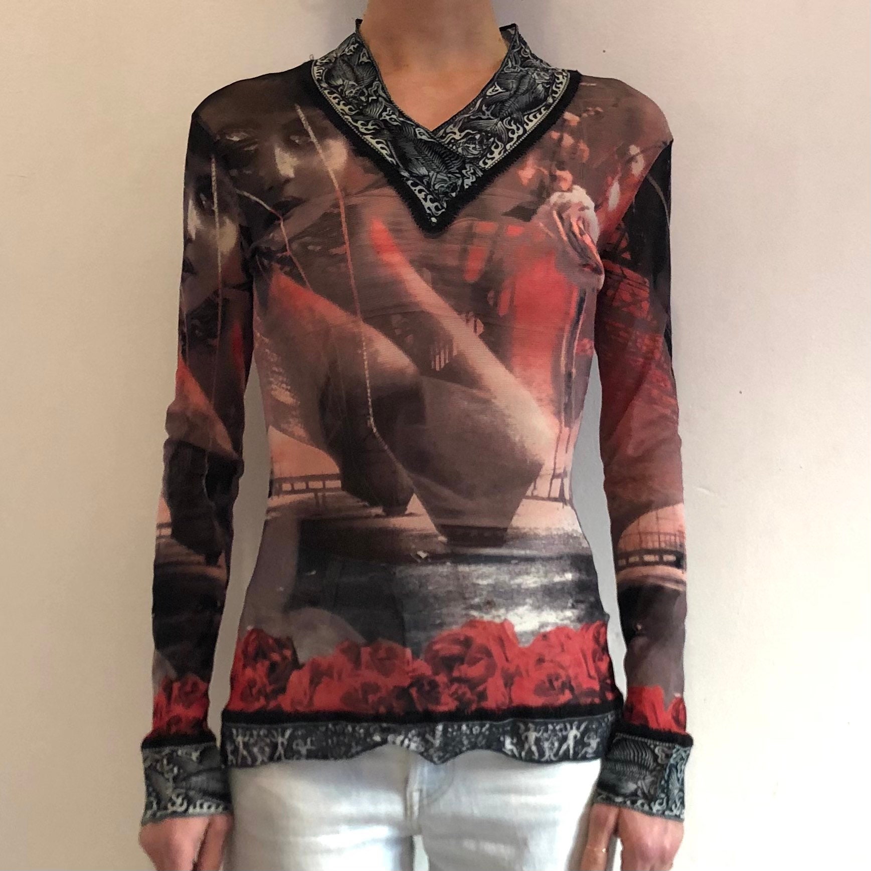 90s Jean Paul Gaultier Mesh Club Kid Tattoo Top Vintage Diva