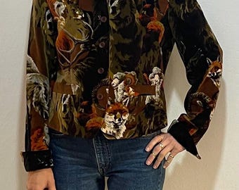 Veste blazer Kenzo en velours de la jungle à imprimé animal